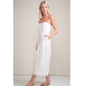 NWT! Greylin White Linen Culotte Strapless Jumpsuit - XS
